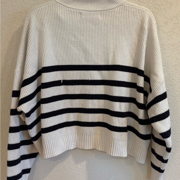 Mango Women's Striped Sweater - Navy and White - Picture 5 of 6